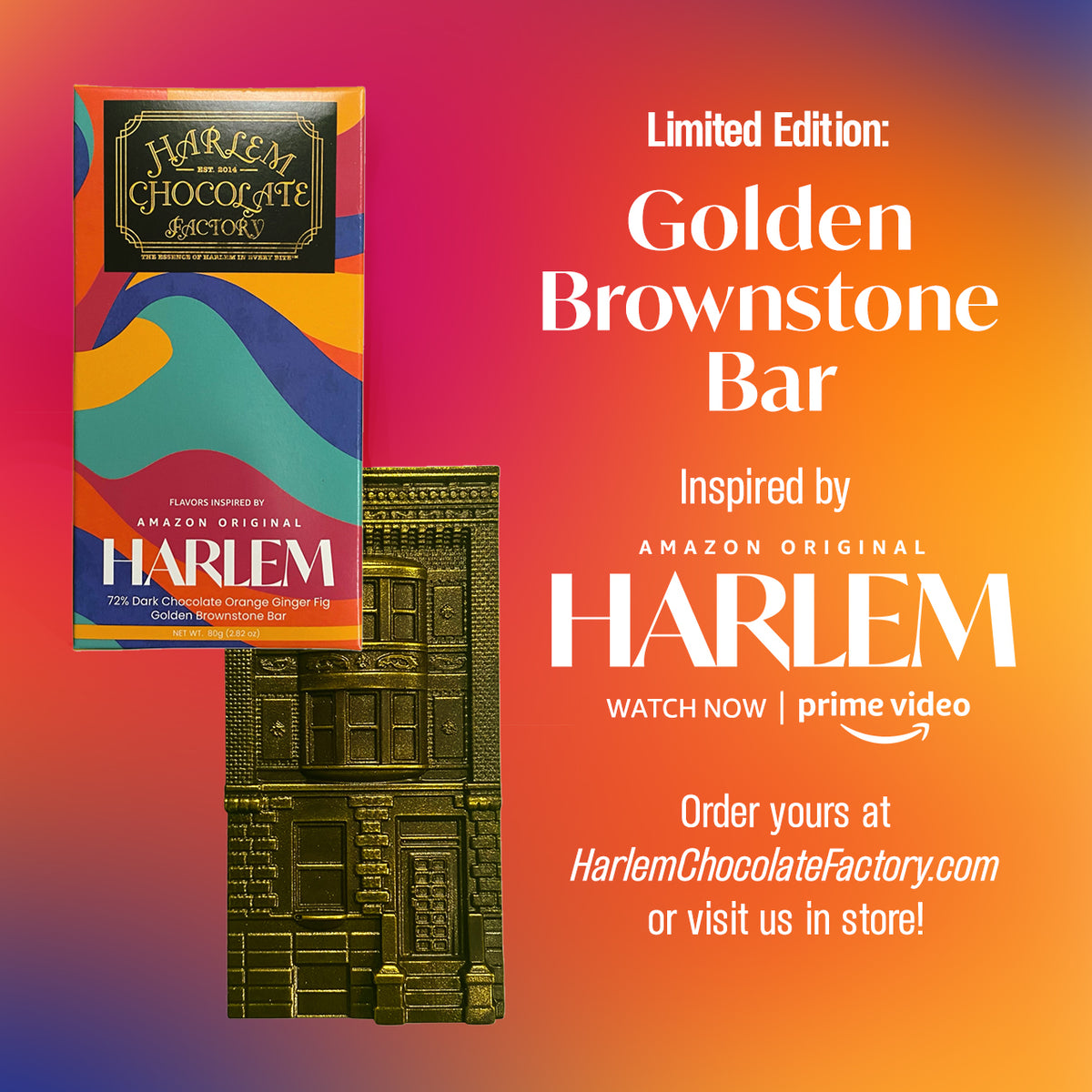 Limited Edition Golden Brownstone Bar Harlem Chocolate Factory
